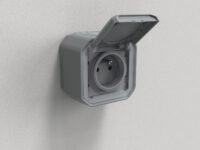 LEGRAND – Toma estanca IP55 con toma de tierra Plexo, toma 2P+T 16A completa con persiana, para colocación en aparente, fabricada en Francia, gris
