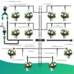 Sistema de riego de jardín, sistema de riego por goteo de 315 piezas, kit de riego automático de 60 m + 15 m para jardín, invernadero, césped, patio, terraza