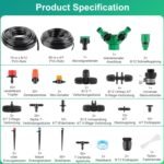 Sistema de riego de jardín, sistema de riego por goteo de 315 piezas, kit de riego automático de 60 m + 15 m para jardín, invernadero, césped, patio, terraza