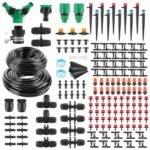 Sistema de riego de jardín, sistema de riego por goteo de 315 piezas, kit de riego automático de 60 m + 15 m para jardín, invernadero, césped, patio, terraza