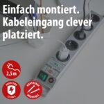 Brennenstuhl Regleta supersólida de 5 tomas con protección contra sobretensiones (regleta con cable de 2,5 m e interruptor – policarbonato resistente a roturas) plateado