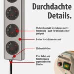 Brennenstuhl Regleta supersólida de 5 tomas con protección contra sobretensiones (regleta con cable de 2,5 m e interruptor – policarbonato resistente a roturas) plateado