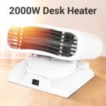 Combo de ventilador calefactor 2 en 1, calentador espacial de 2000W y refrigerador oscilante automático, ventilador de escritorio de refrigeración portátil para el hogar, dormitorio,