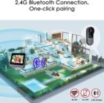 Timbre Inalámbrico Exterior Impermeable IP67 1080P con Cámara con Pantalla de 4,3 Pulgadas, Interfono Doméstico sin WiFi ni Aplicación, Ultra Gran Angular 170°, Visión Nocturna