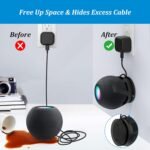 PlusAcc Soporte Compatible con Homepod Mini – Base Adecuada para Paredes Lisas y Rugosas, Gestión de Cables Integrada y Diseño que Ahorra Espacio (Negro)