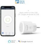 Garza Smart Wifi Enchufe Wifi Inteligente Programable 2.4GHz con Medidor de Consumo, App Remota y Control por Voz Alexa/Google, Blanco