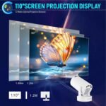 Proyector Portátil, Mini Proyector con Altavoces de 5W, WiFi 6 Bluetooth 5.4, Android 11, Soporte 4K y Auto Keystone, Proyector Giratorio 180° Compatible con HDMI/TV Stick/Laptop
