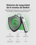 Regleta con protector contra sobretensiones de 4 tomas Belkin – Thief con 4 tomas de CA protegidas, 525 julios, cable de 2 m, multiplicador de enchufes eléctricos protegidos