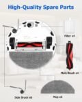 Kit Accesorios Repuestos para Aspiradora Roborock Q7 M5/Q7 M5+/Q7 L5/Q7 L5+, 1 Cepillo Principal, 4 Filtros HEPA, 6 Paños de Limpieza, 6 Cepillos Laterales, Repuesto para Roborock Q7 M5