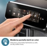 Philips Cafetera Superautomática Serie 3300, Espumador de Leche Clásico, 5 Tipos de Café, SilentBrew, Molinillo de Cerámica, Pantalla Táctil, Cromo Negro (EP3326/90)