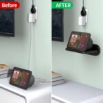 HomeMount Soporte de pared para Google Nest Hub MAX/Echo Show 8 y varios dispositivos, soporte de altavoz que ahorra espacio con gestión de cables, instalación segura con tornillos