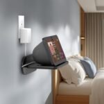 HomeMount Soporte de pared para Google Nest Hub MAX/Echo Show 8 y varios dispositivos, soporte de altavoz que ahorra espacio con gestión de cables, instalación segura con tornillos