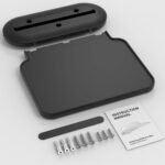 HomeMount Soporte de pared para Google Nest Hub MAX/Echo Show 8 y varios dispositivos, soporte de altavoz que ahorra espacio con gestión de cables, instalación segura con tornillos