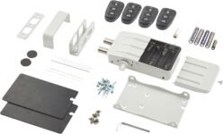 ARREGUI CI10B-E Cerradura de Puerta de Seguridad Invisible con 4 Mandos a Distancia, Antirrobo, Antigolpes, Cerradura Electrónica, Cerradura Inalámbrica, Cerrojo Interior, Blanco