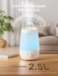 AROEVE Humidificador, Humidificador de Aceites Esenciales 2,5 L, 250 ml/h, Difusor de Aceites Esenciales 25H, Apagado Automático, 25 dB Silencioso para Bebés y Plantas, Blanco
