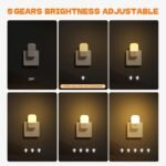 GRIFEMA GD103-1 Luz Nocturna Infantil, 5 Niveles de Brillo Regulables, Luz Nocturna con Sensor de Movimiento para Habitación Infantil, Baño, Pasillo, Cocina, Escaleras, 2700K Blanco Cálido