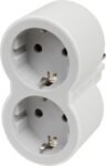 LEGRAND Adaptadores Doble 2P+T, 2 Tomas de Corriente Frontales, Enchufe Ladrón, Blanco/Gris Claro 694516