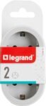 LEGRAND Adaptadores Doble 2P+T, 2 Tomas de Corriente Frontales, Enchufe Ladrón, Blanco/Gris Claro 694516