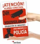 Señal de Videovigilancia, Alarma Conectada, Señal de PVC Rígido 0,7 mm A4 21 x 30 cm Tinta y Material Resistente Interior y Exterior