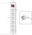 HAMA | Regleta de 6 Tomas con Interruptor (Cable de 1,4 Metros, con Interruptor, Ahorra Energía para Ahorrar Energía, Ranuras Giradas 45º, para Oficina o Hogar), Blanco
