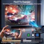 【1000 Ansi y enfoque automático】 Proyector XIWBSY 4K compatible con WiFi 6 y Bluetooth 5.3, gira 360°, 35000 lúmenes, proyector Android Home Cinema Video, proyector portátil 4K