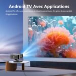 【1000 Ansi y enfoque automático】 Proyector XIWBSY 4K compatible con WiFi 6 y Bluetooth 5.3, gira 360°, 35000 lúmenes, proyector Android Home Cinema Video, proyector portátil 4K