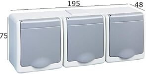 Base de enchufe de superficie con 3 compartimentos IP44 16A 250V resistente a la humedad gris