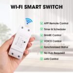 SONOFF BASICR2 Interruptor de Luz WiFi Inteligente 10A 2200W, Interruptor de Relé Inteligente para Automatización del Hogar, Módulo Inalámbrico DIY Funciona con Alexa y Google Home,