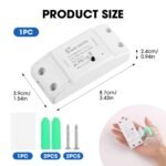 SONOFF BASICR2 Interruptor de Luz WiFi Inteligente 10A 2200W, Interruptor de Relé Inteligente para Automatización del Hogar, Módulo Inalámbrico DIY Funciona con Alexa y Google Home,