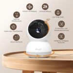 Alaga Cámara Interior 2K, Detección de Personas/Mascotas AI, WiFi 2.4/5GHz, Giratorio 360°, Visión Nocturna, Audio Bidireccional, Alexa/Google, con Tarjeta TF de 64GB Incluida