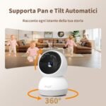 Alaga Cámara Interior 2K, Detección de Personas/Mascotas AI, WiFi 2.4/5GHz, Giratorio 360°, Visión Nocturna, Audio Bidireccional, Alexa/Google, con Tarjeta TF de 64GB Incluida