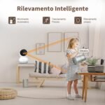 Alaga Cámara Interior 2K, Detección de Personas/Mascotas AI, WiFi 2.4/5GHz, Giratorio 360°, Visión Nocturna, Audio Bidireccional, Alexa/Google, con Tarjeta TF de 64GB Incluida