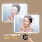 STARLEAD Espejo-Baño-de 100 x 70 cm-con Luz y Aumento 5X, Bluetooth, Espejos de Baño con LED y Antivaho, Regulable, Luz de 3 Colores, Memoria, IP44, Vidrio Templado HD