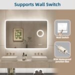 STARLEAD Espejo-Baño-de 100 x 70 cm-con Luz y Aumento 5X, Bluetooth, Espejos de Baño con LED y Antivaho, Regulable, Luz de 3 Colores, Memoria, IP44, Vidrio Templado HD