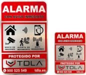 PACK 2 Tallas – NO PARECE REAL, LO ES. Súper Adhesivo y Aluminio – Somos una empresa de venta de alarmas Alarma de piso especial cartel alarma disuasoria roja – 14 x 9 cm y 8 x 6 cm