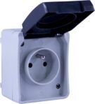 Base Dio 2P+T sobre Superficie Aquatop IP54 Gris y Blanco