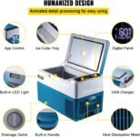 VEVOR Refrigerador de Coche Eléctrico Portátil 12/24V, Nevera de Coche Eléctrico con Batería de Coche de Modo Dual de 3 Niveles con Panel de Control LCD Camping, Negro (22L)