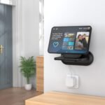 PlusAcc Soporte de pared para Google Nest Hub 2 y Show 5 y Show 11, soporte para otros altavoces pequeños, solución para ahorrar espacio (negro)