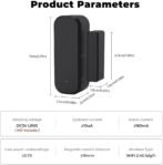 Detectores inteligentes de puertas y ventanas WiFi, control de aplicaciones de notificación, compatible con Amazon Echo y Google Home, negro