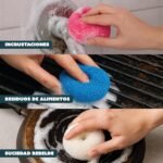 MULTY Juego de 3 estropajos de colores que no rayan – para platos, ollas, parrillas, baño, ducha, azulejos, pisos – Reutilizables y lavables hasta 100 veces – 100% poliéster y reciclable