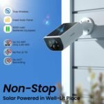 Cámara de Vigilancia Solar WiFi para Exteriores – Cámaras de Seguridad 2K Vigilancia del Hogar WiFi 2.4G Hz Inalámbrica con Batería, Sirena Humana/PIR, Visión Nocturna en Color, IP65
