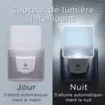 Integral LED Luces Nocturnas Juego de 2 Iluminación Nocturna con Sensor enchufable y Detector de Luz para Pasillos, 0,6 W, Blanco, Paquete de 2
