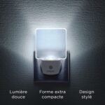 Integral LED Luces Nocturnas Juego de 2 Iluminación Nocturna con Sensor enchufable y Detector de Luz para Pasillos, 0,6 W, Blanco, Paquete de 2