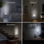 Integral LED Luces Nocturnas Juego de 2 Iluminación Nocturna con Sensor enchufable y Detector de Luz para Pasillos, 0,6 W, Blanco, Paquete de 2
