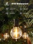 Dotrvmp Guirnalda de Luces para Exteriores 15M G40 Guirnalda de Luces LED Extensibles para Exteriores IP45 Impermeable con LED E12 Blanco cálido 2700K para jardín Patio Cafe Bod