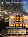 Dotrvmp Guirnalda de Luces para Exteriores 15M G40 Guirnalda de Luces LED Extensibles para Exteriores IP45 Impermeable con LED E12 Blanco cálido 2700K para jardín Patio Cafe Bod