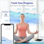 Diboniur Báscula de Baño Digital Inteligente de Precisión, Báscula de Peso Corporal para IOS y Android, Báscula con 12 Indicadores – Peso, Grasa Corporal, Músculo (Negro)