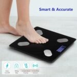 Diboniur Báscula de Baño Digital Inteligente de Precisión, Báscula de Peso Corporal para IOS y Android, Báscula con 12 Indicadores – Peso, Grasa Corporal, Músculo (Negro)