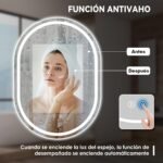 Dripex Espejo de Baño con Luz LED, 60 x 80 cm, Antivaho, Regulable, con Función de Memoria, IP44, IRC 90+, Instalación Horizontal/Vertical