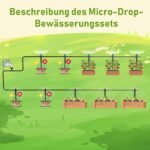 MQHUAYU Sistema de riego de jardín, kit de riego de 36 m con rociador de boquilla ajustable y gotero automático para jardín, invernadero, césped, terraza, terraza